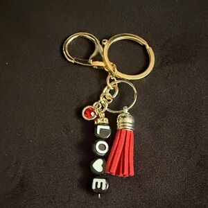 Elegant Gold and Red Love Keychain